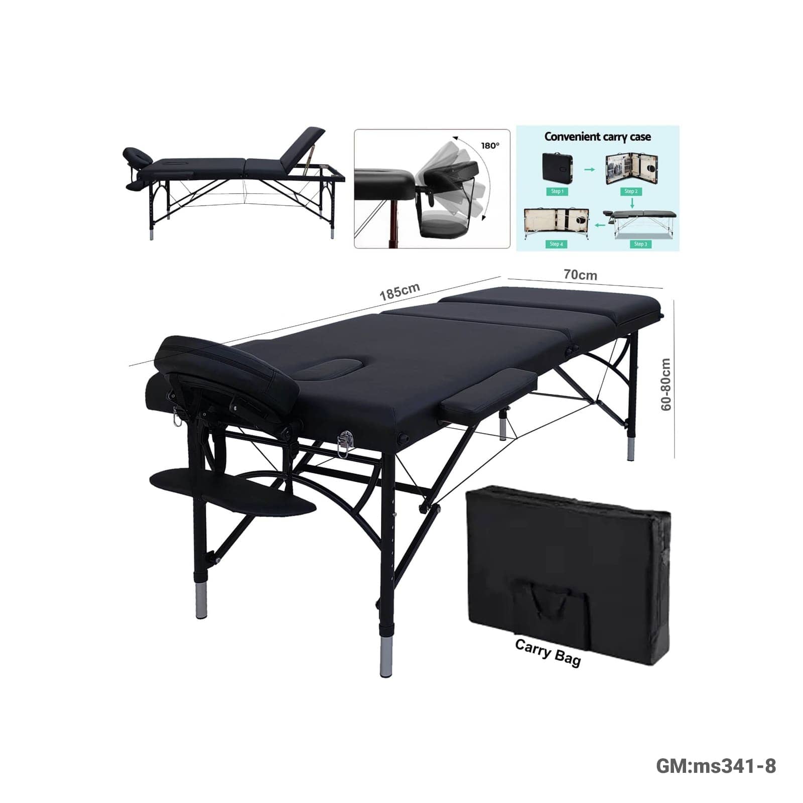 Foldable Portable Aluminum Massage Bed"ms341-8"