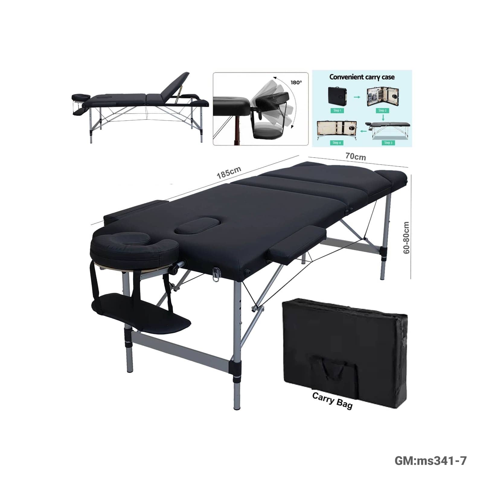 Foldable Portable ِAluminum Massage Bed"ms341-7"