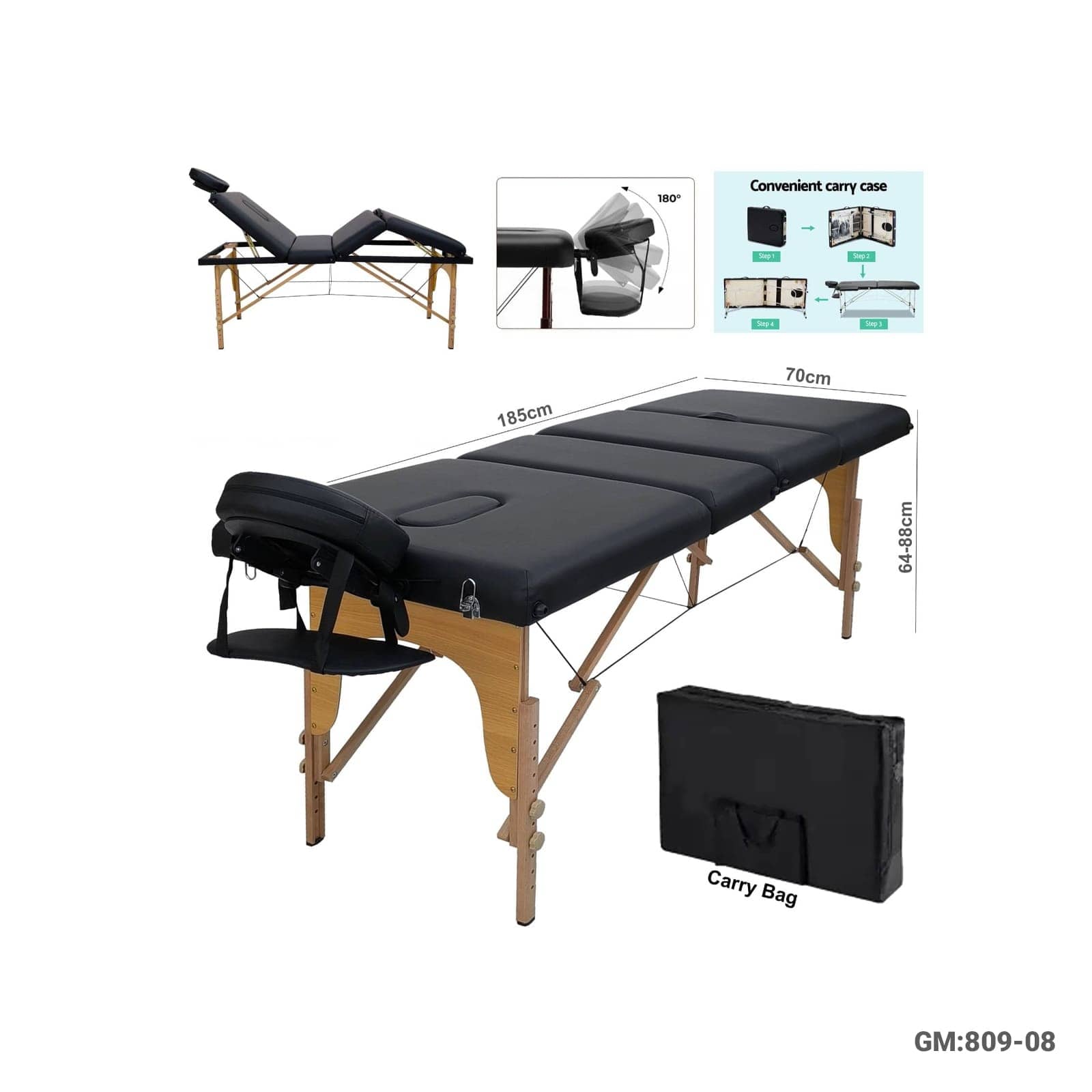Foldable Portable Wooden Massage Bed"809-08"
