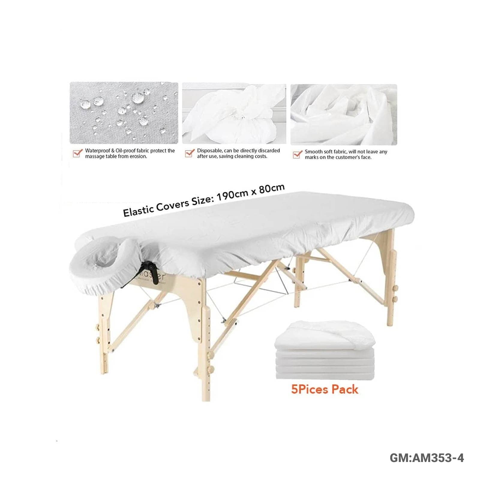 5 Pcs Disposable Massage Table & Headrest Covers – AM353-4