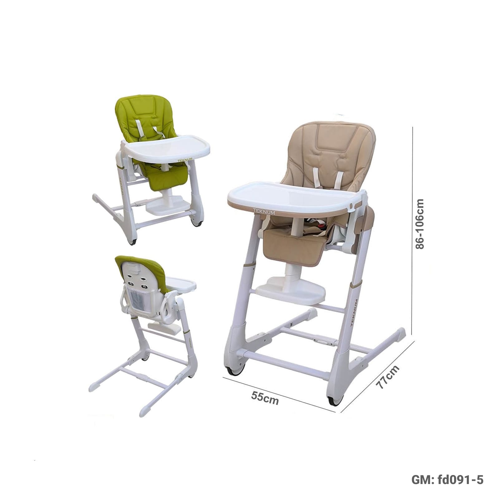 Adjustable Baby High Chair with Wheels – FD091-5