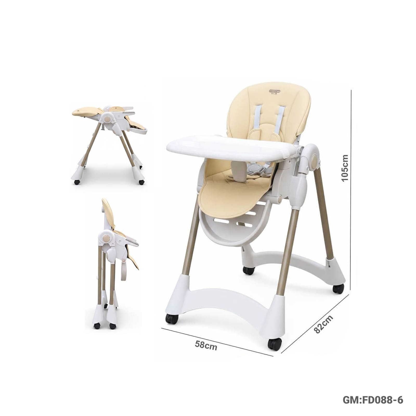 Foldable Baby High Chair with Wheels – FD088-6
