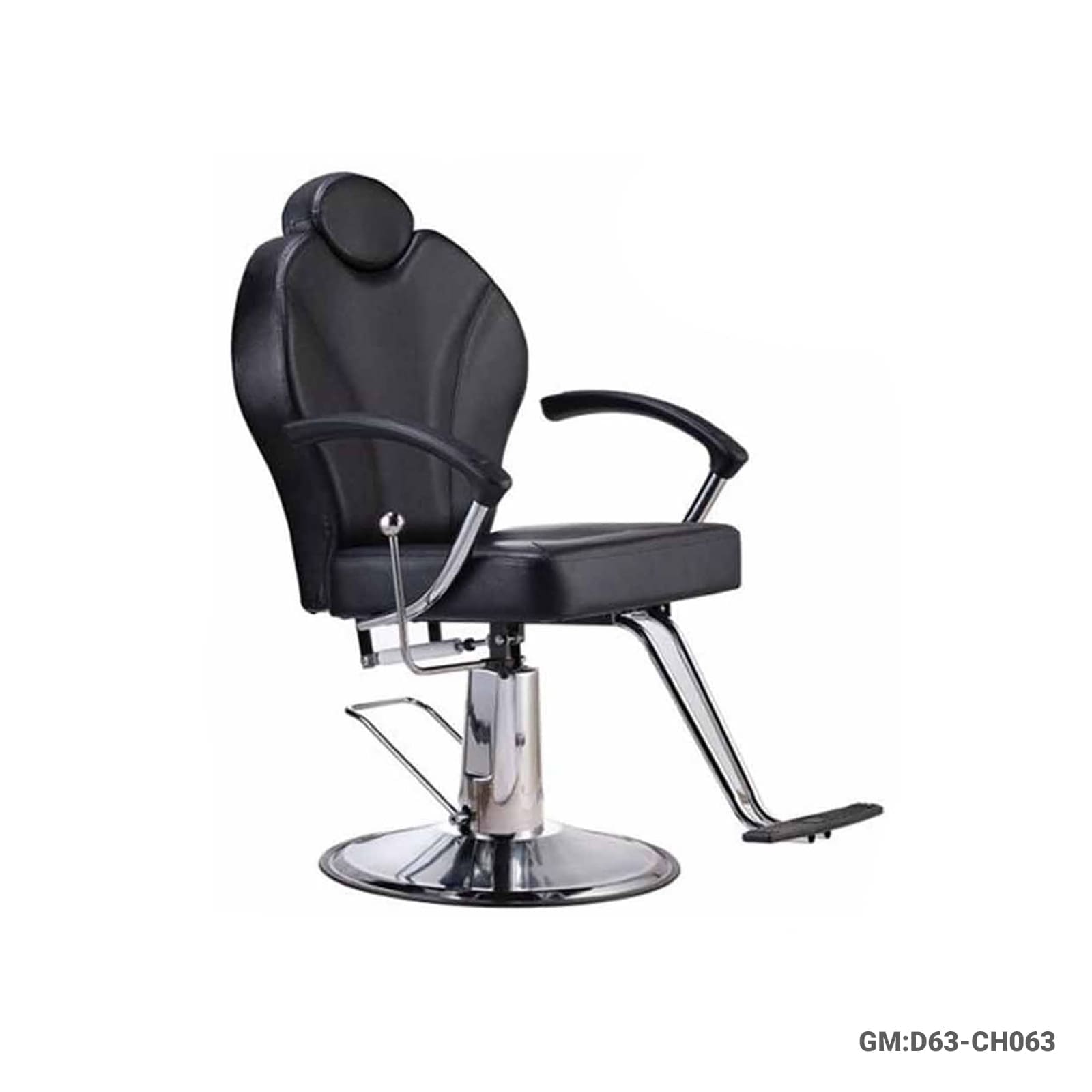 Professional Barber Chair – Matte Black PVC Leather with Hydraulic Base | "D63-CH063"