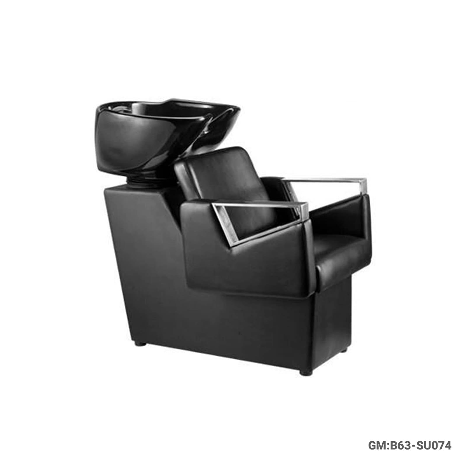 Premium Shampoo Basin Chair – Matte Black Finish with High-Density Sponge | "B63-SU074"
