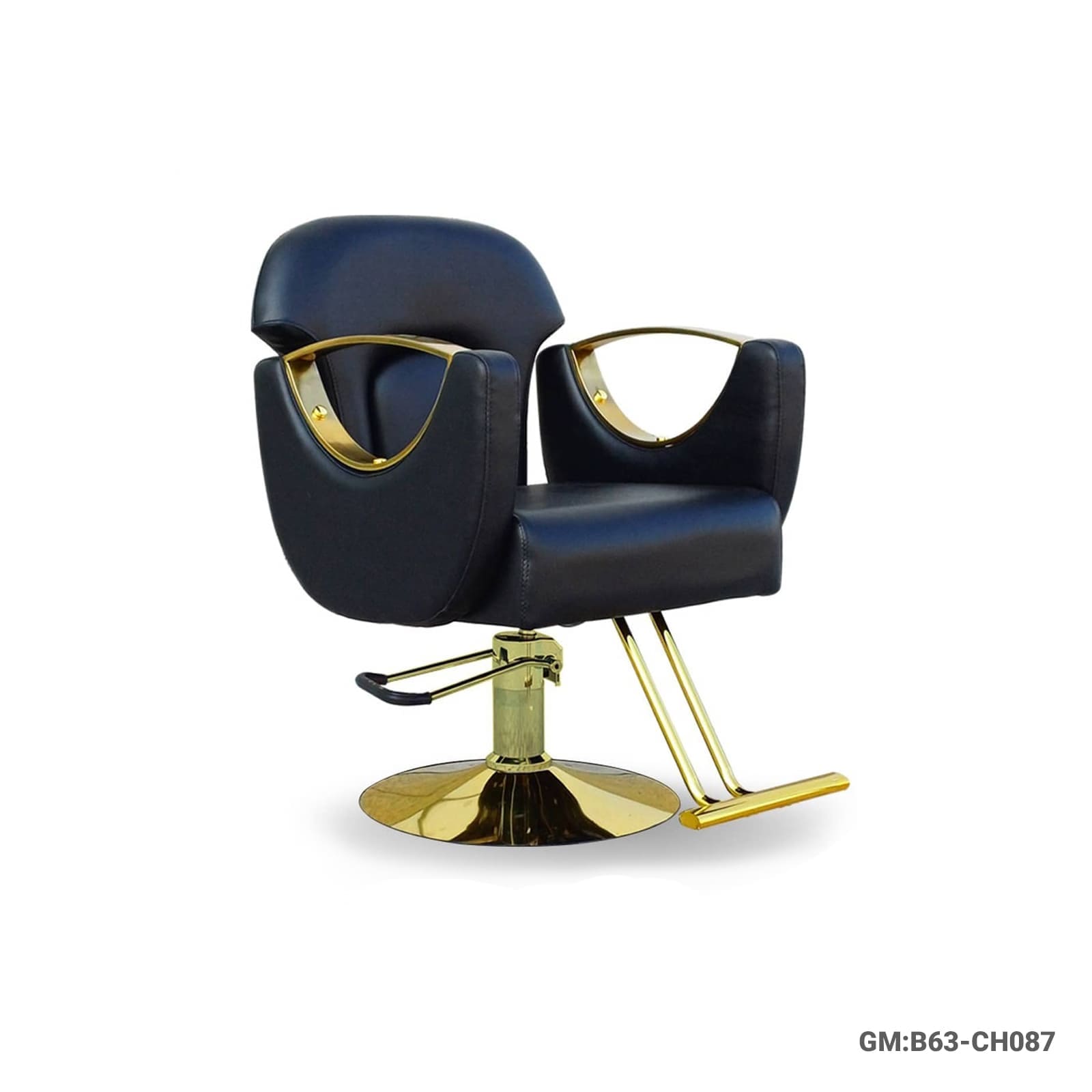 Luxury Barber Chair with Golden Base & Armrest – 360° Rotation – "B63-CH087"
