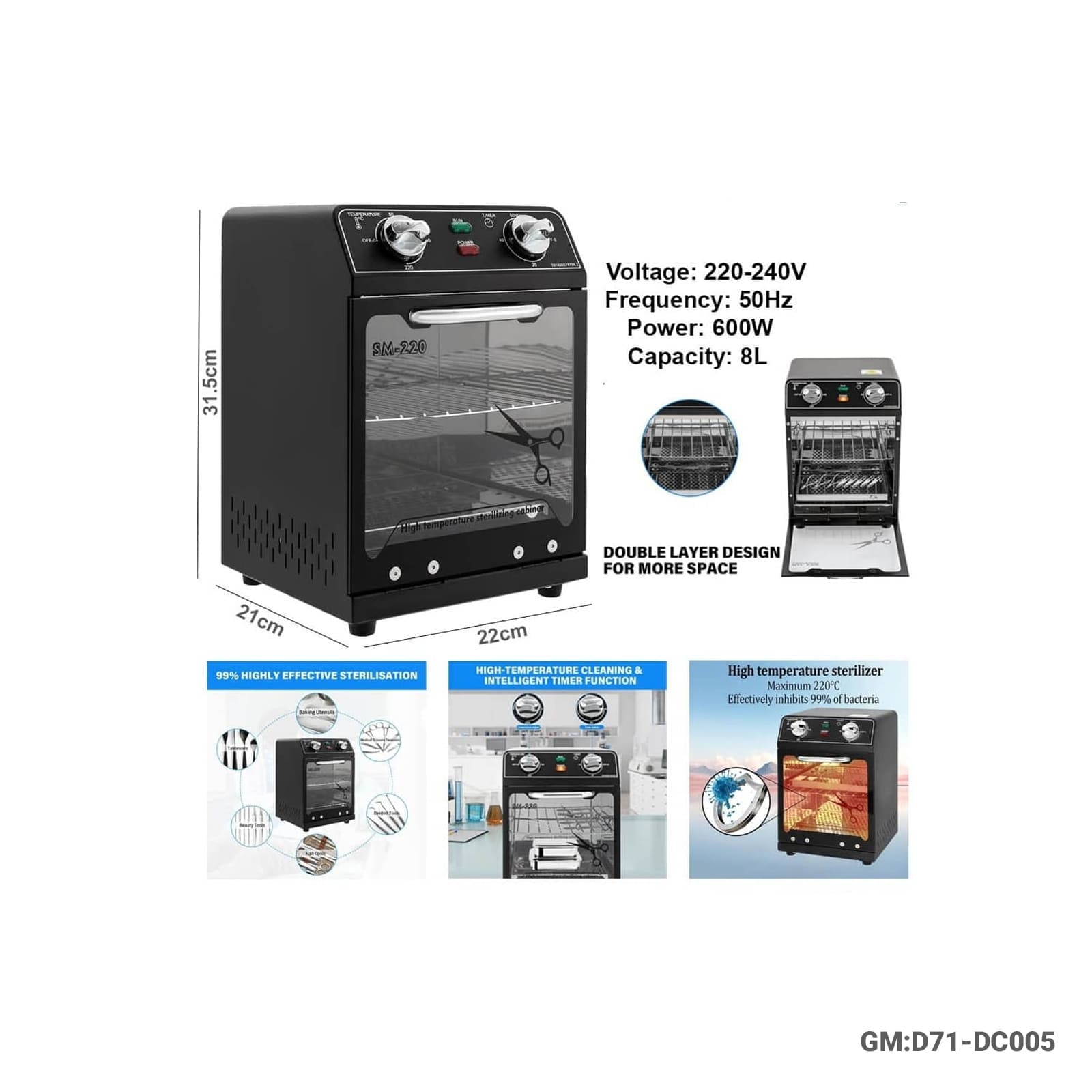 Multi-Functional High-Temperature Sterilizer Warmer Box for Salon, Spa & Home Use (D71-DC005)