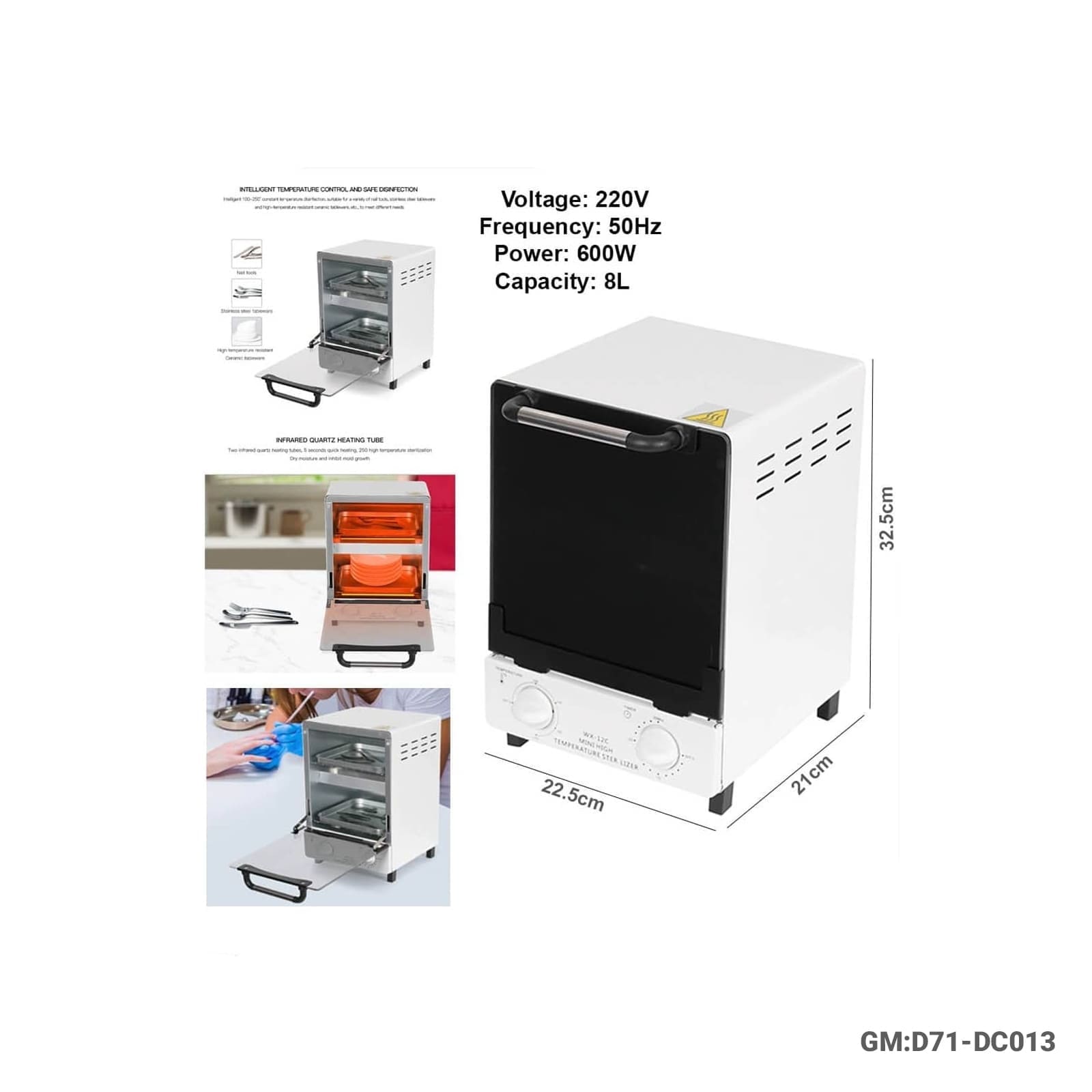 Multi-Functional High-Temperature Sterilizer Warmer Box for Salon, Spa & Home Use (D71-DC013)