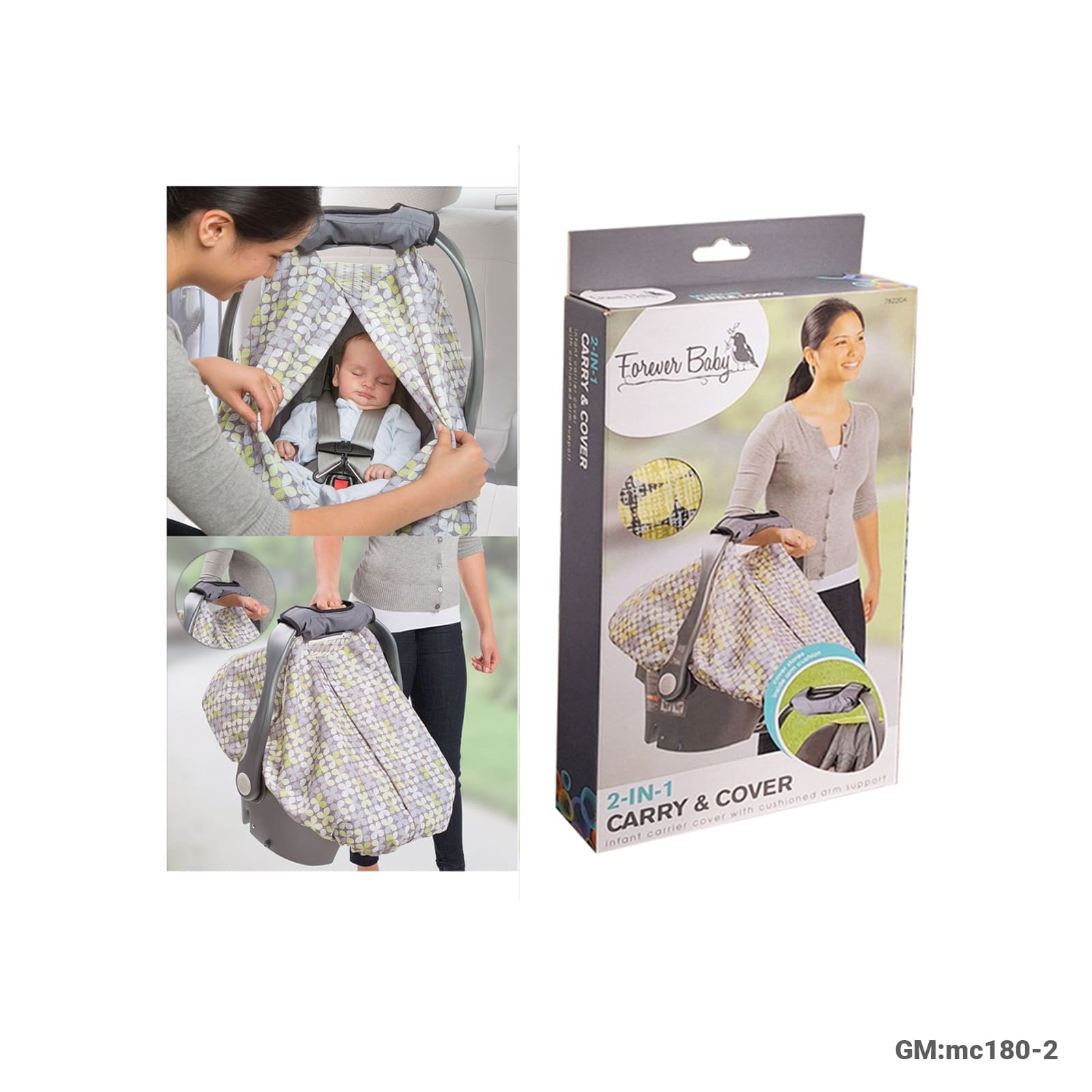 2-IN-1 CARRY & COVER Infant carrier cover with cushioned arm support "bc152-1"