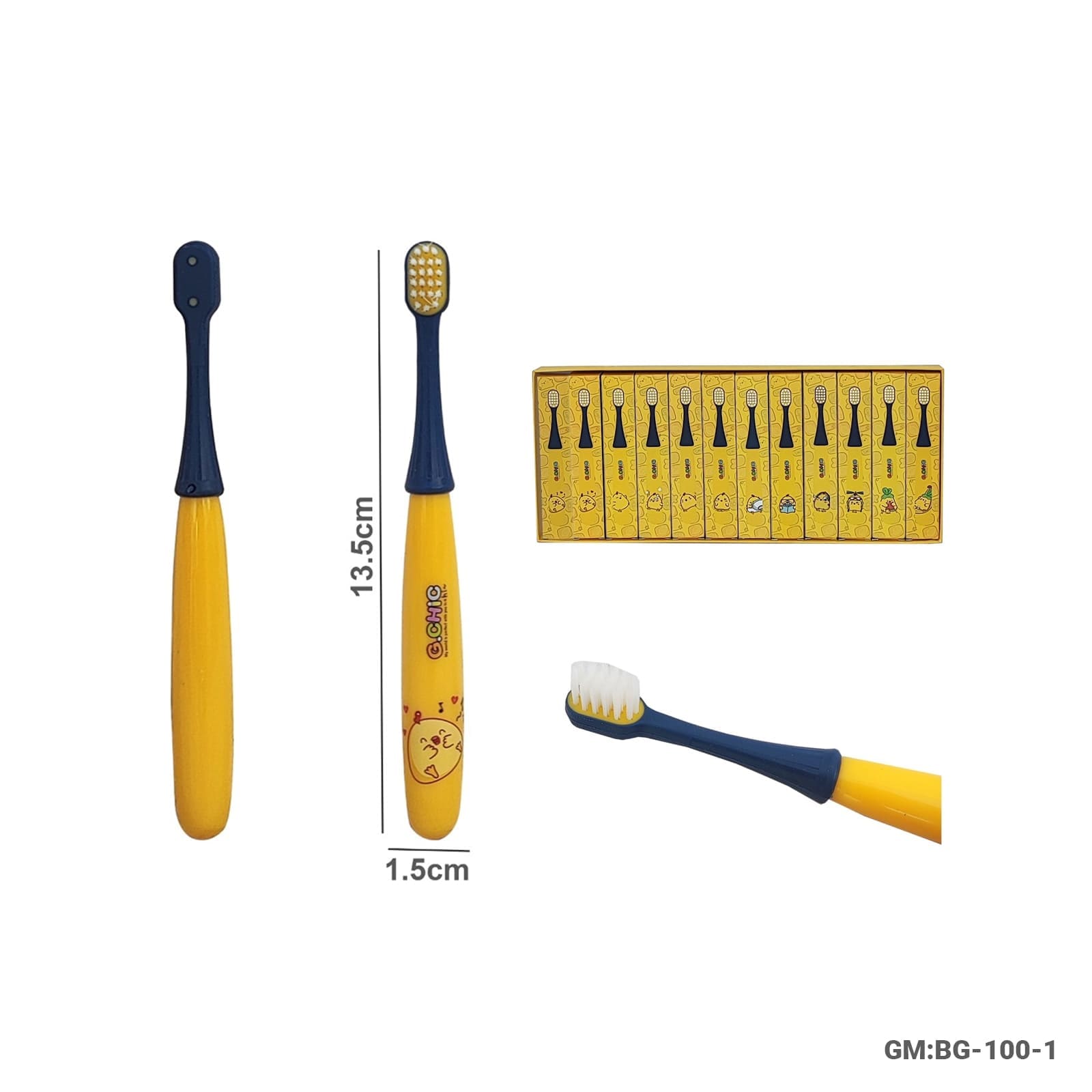 12-Piece Kids Toothbrush Set – Soft Bristle Children Toothbrushes with PP + TPR Handle (BG-100-1)