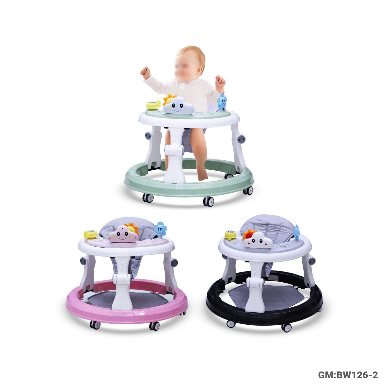 Foldable Baby Plastic Walker with Toy Tray (BW126-2)