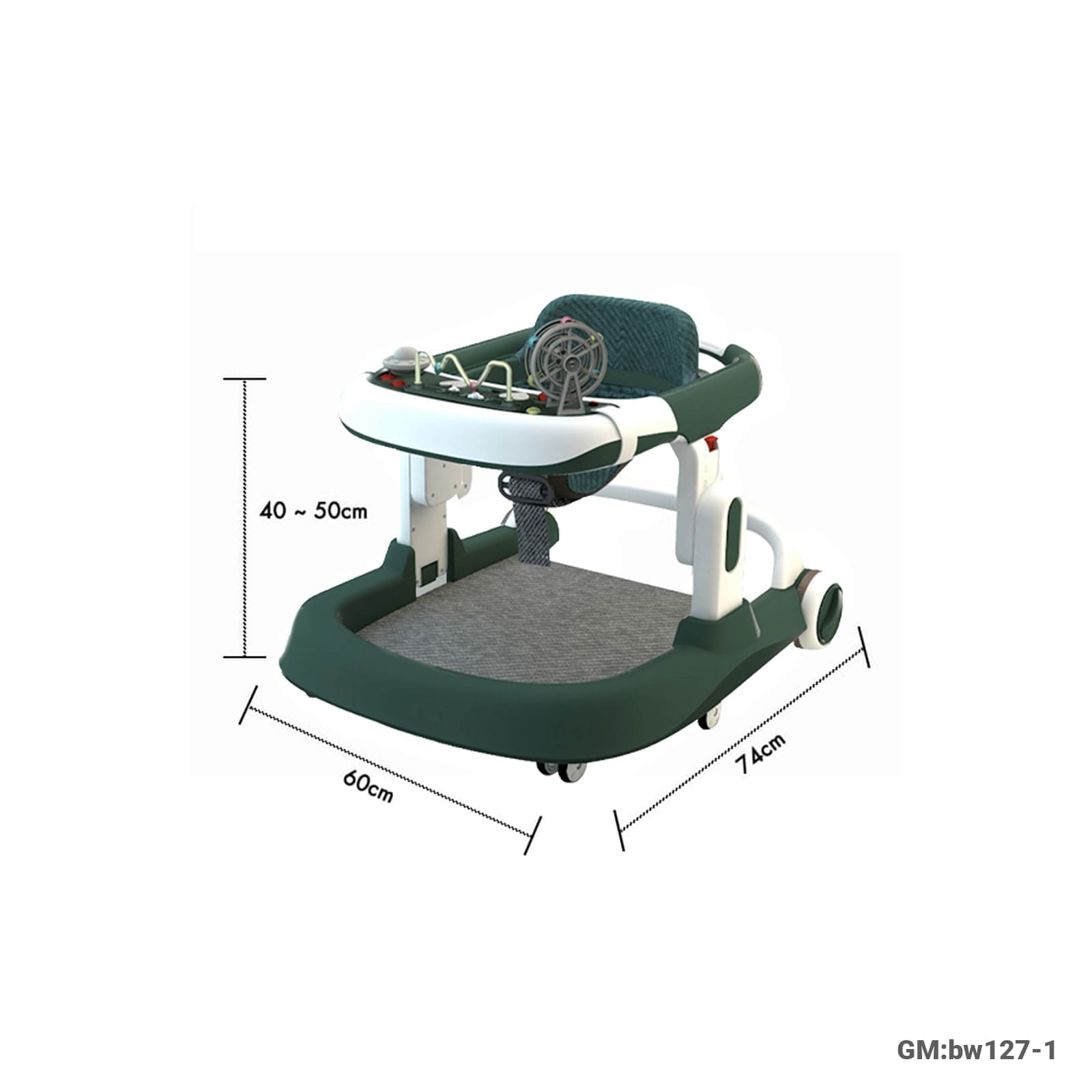 Adjustable Baby Plastic Walker with Activity Tray (BW127-1)