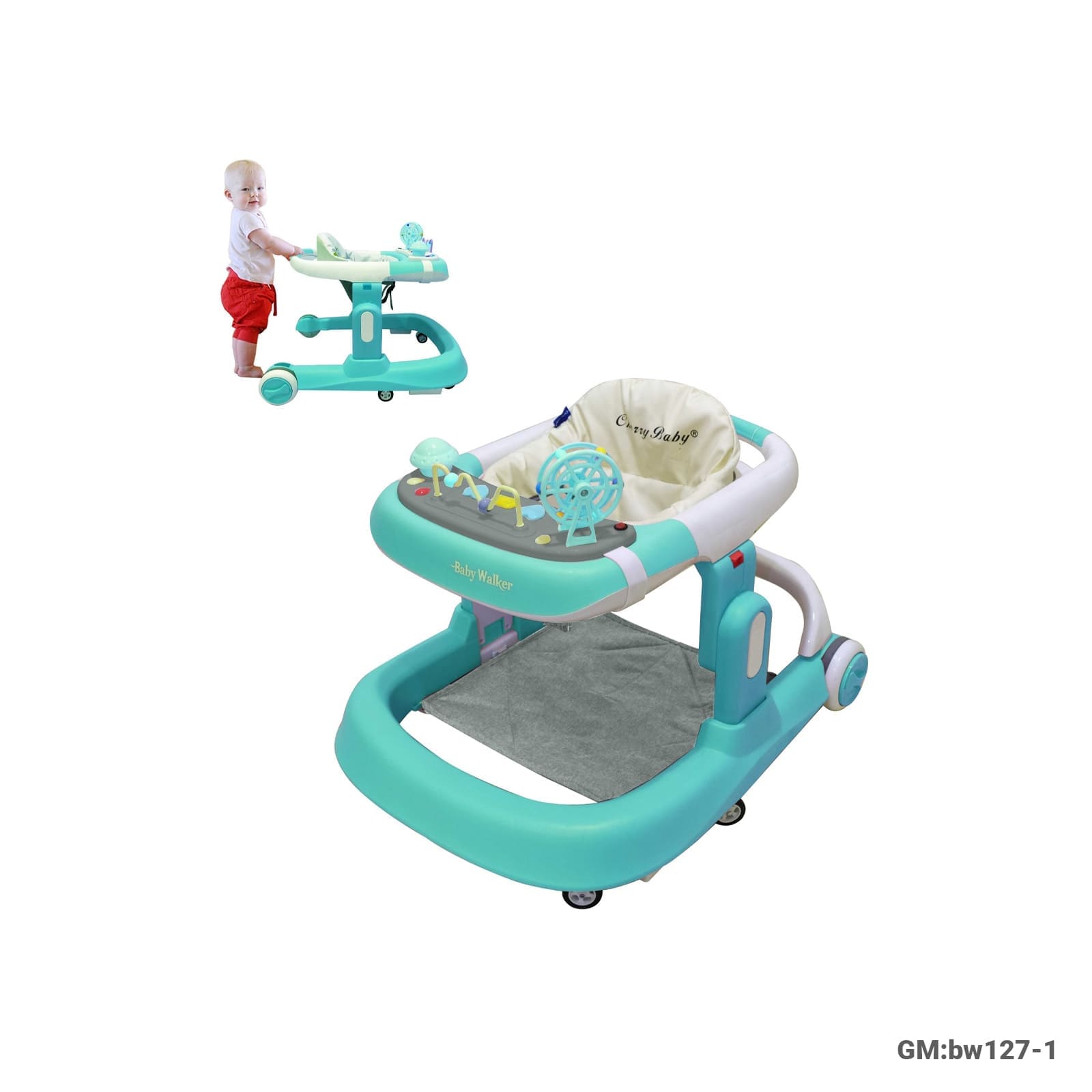 Adjustable Baby Plastic Walker with Activity Tray (BW127-1)