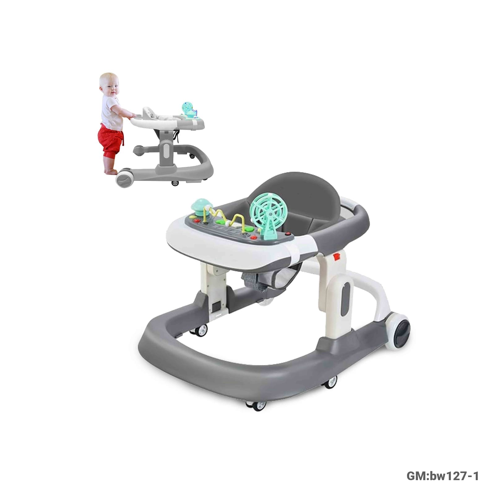 Adjustable Baby Plastic Walker with Activity Tray (BW127-1)