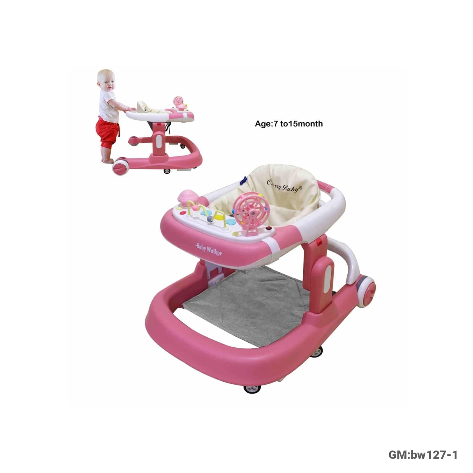 Adjustable Baby Plastic Walker with Activity Tray (BW127-1)