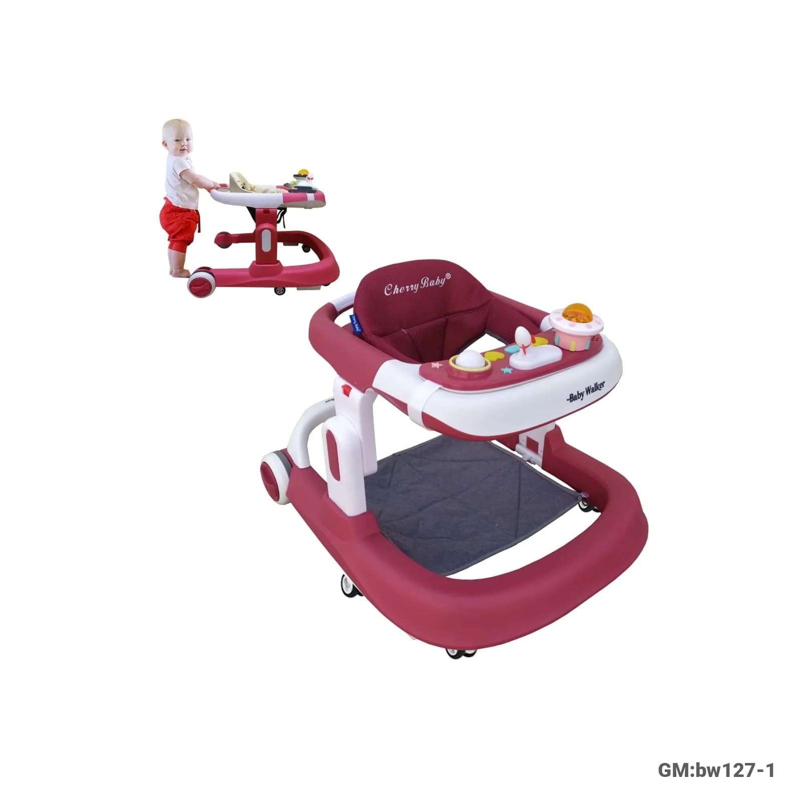 Adjustable Baby Plastic Walker with Activity Tray (BW127-1)
