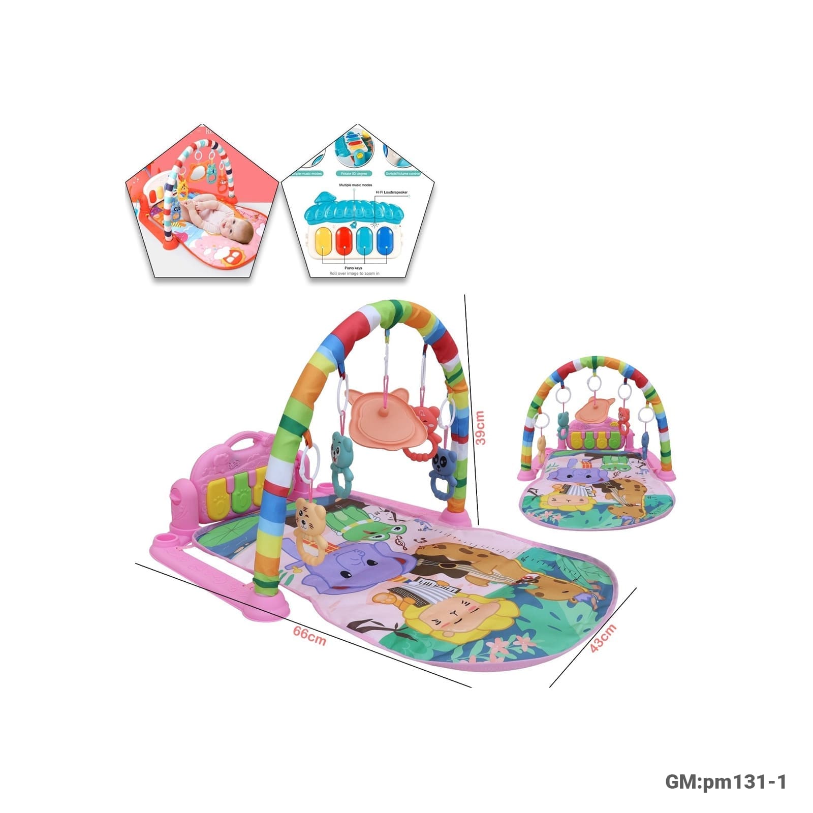Baby Play Mat with Piano Keyboard and Hanging Toys (pm131-1)