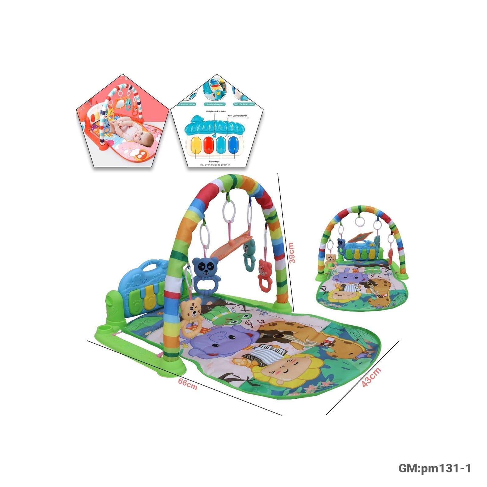 Baby Play Mat with Piano Keyboard and Hanging Toys (pm131-1)