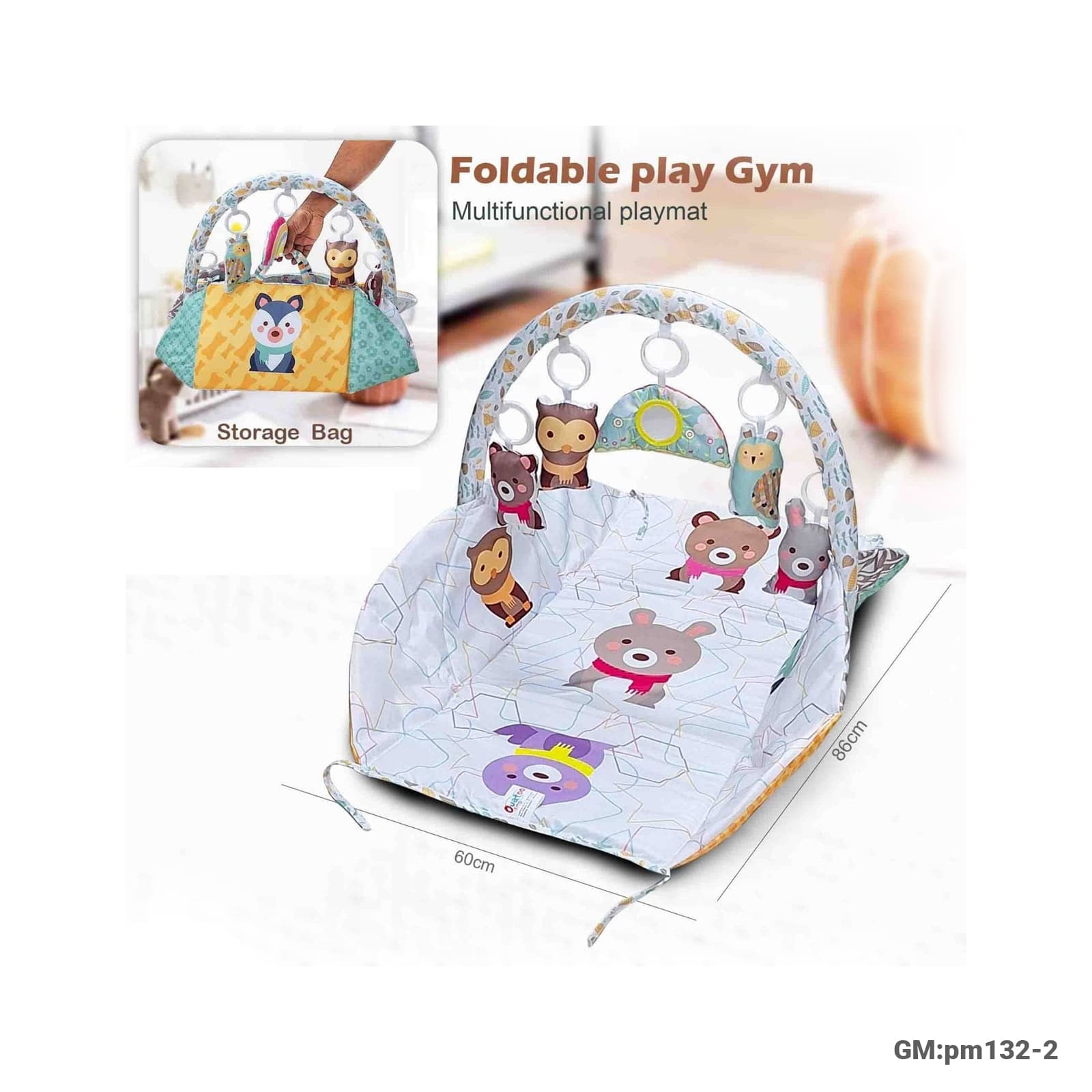 Foldable Baby Play Gym with Hanging Toys, 0–8 Months (pm132-2)