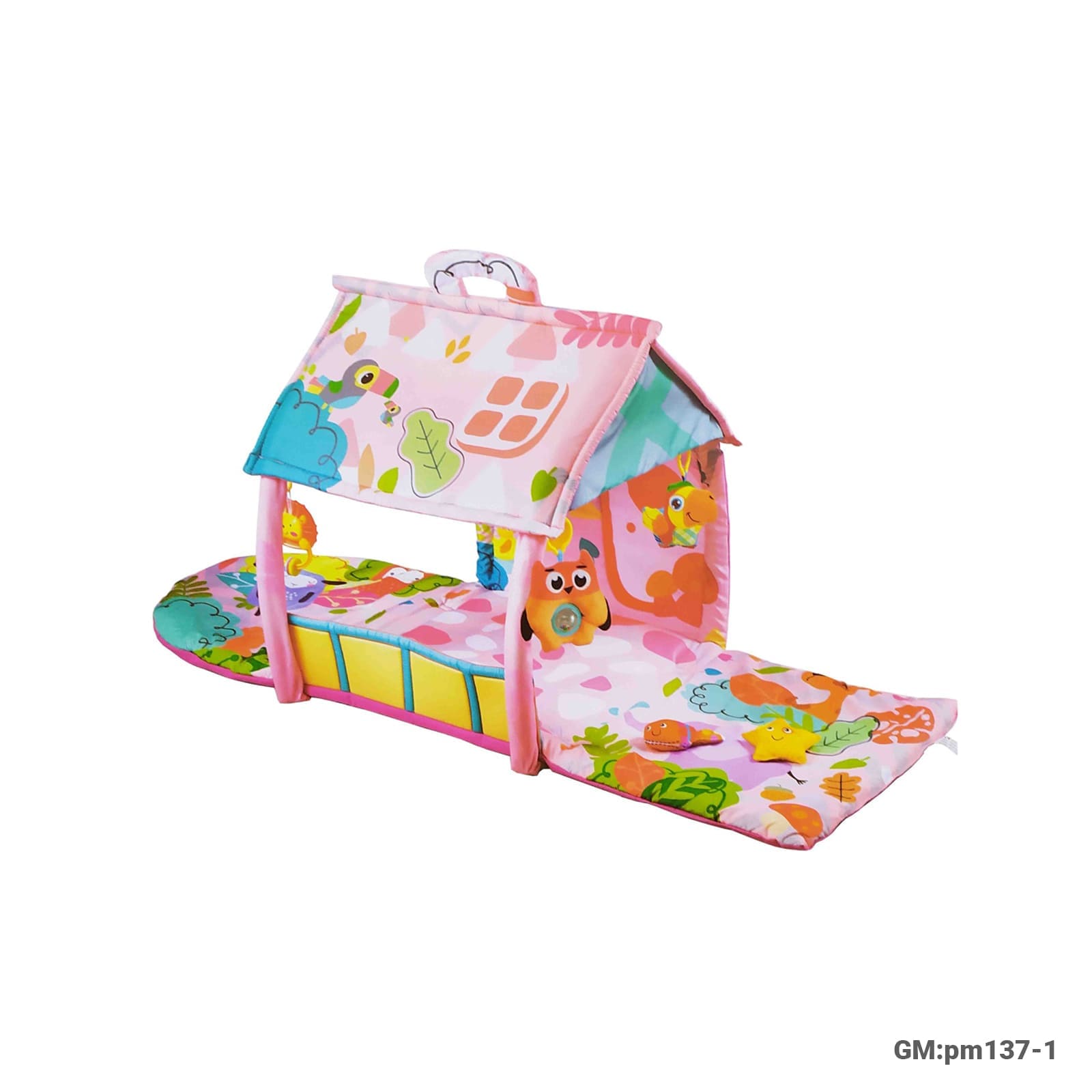 Happy Space 4-in-1 Baby Play Gym Activity Mat with Canopy & Hanging Toys (pm137-1)