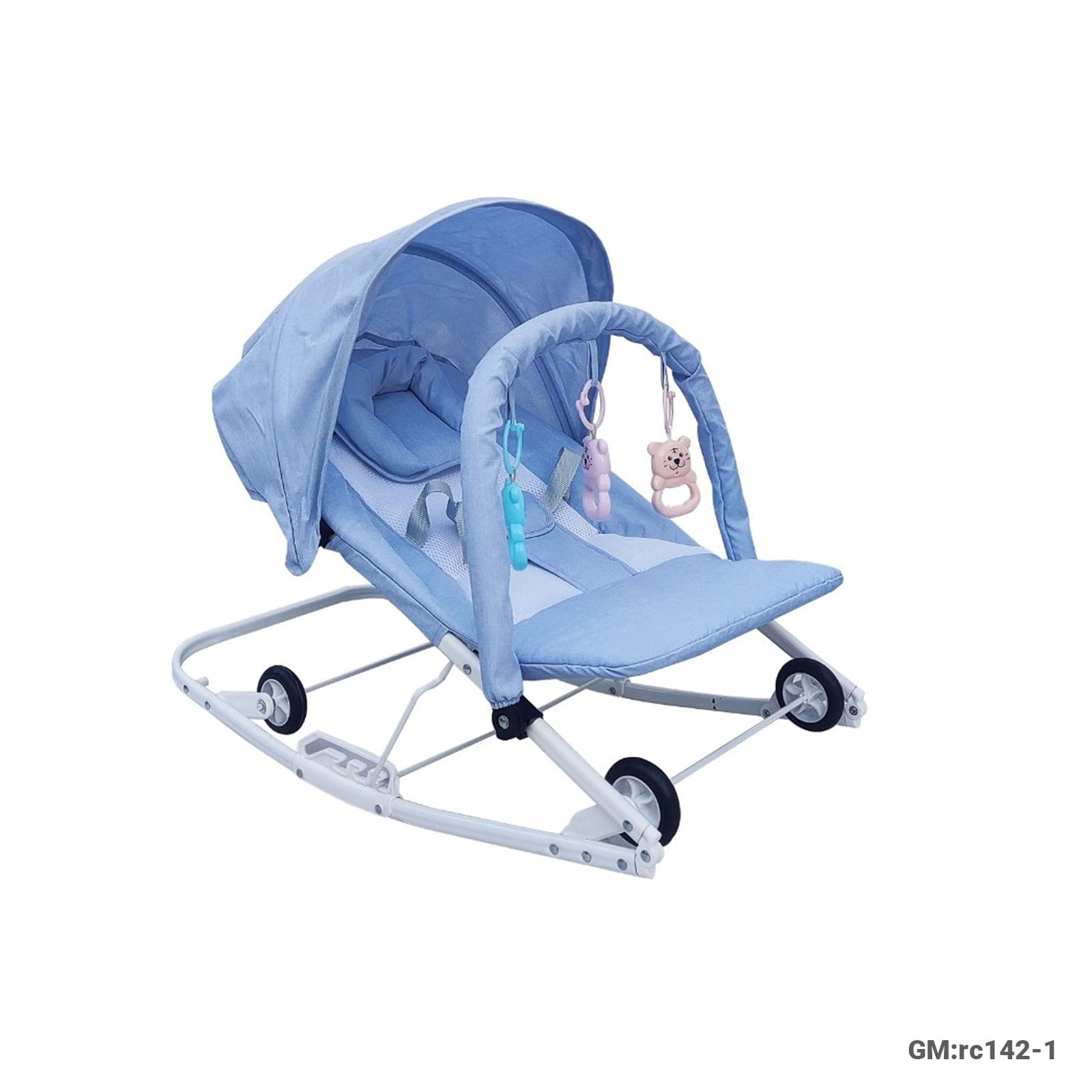 2-in-1 Baby Rocking Chair with Canopy & Hanging Toys, Suitable 0–24 Months, Max Weight 20kg (rc142-1)