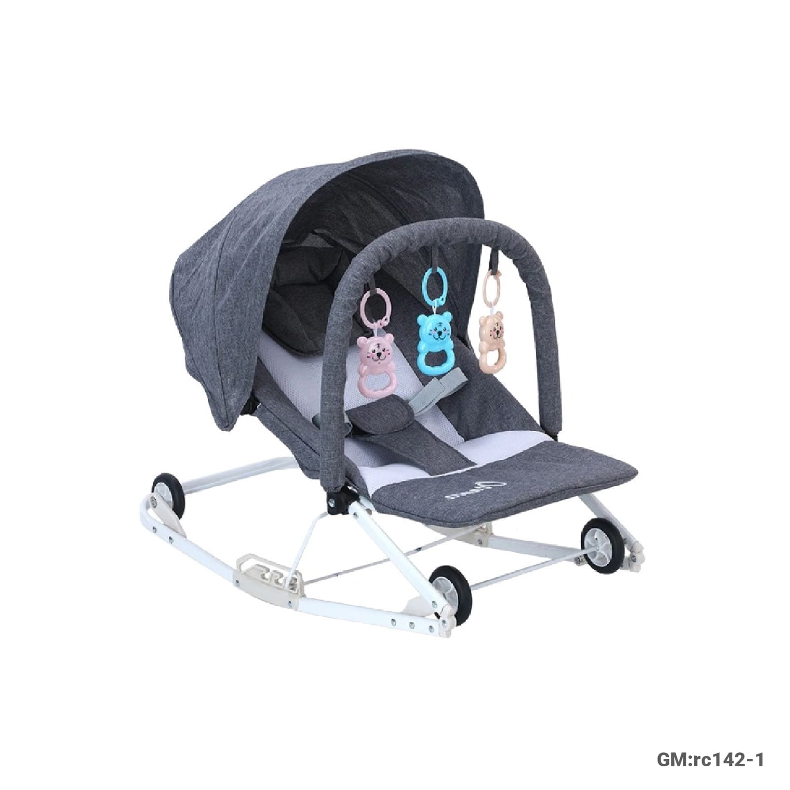 2-in-1 Baby Rocking Chair with Canopy & Hanging Toys, Suitable 0–24 Months, Max Weight 20kg (rc142-1)