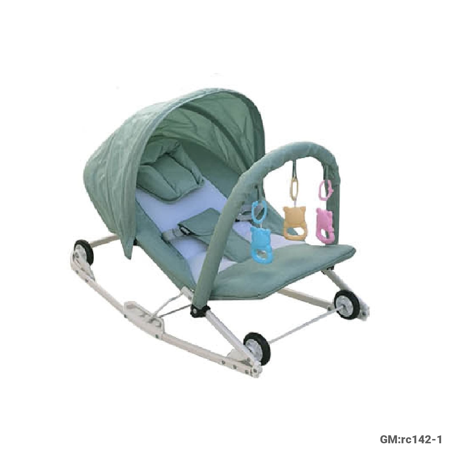 2-in-1 Baby Rocking Chair with Canopy & Hanging Toys, Suitable 0–24 Months, Max Weight 20kg (rc142-1)