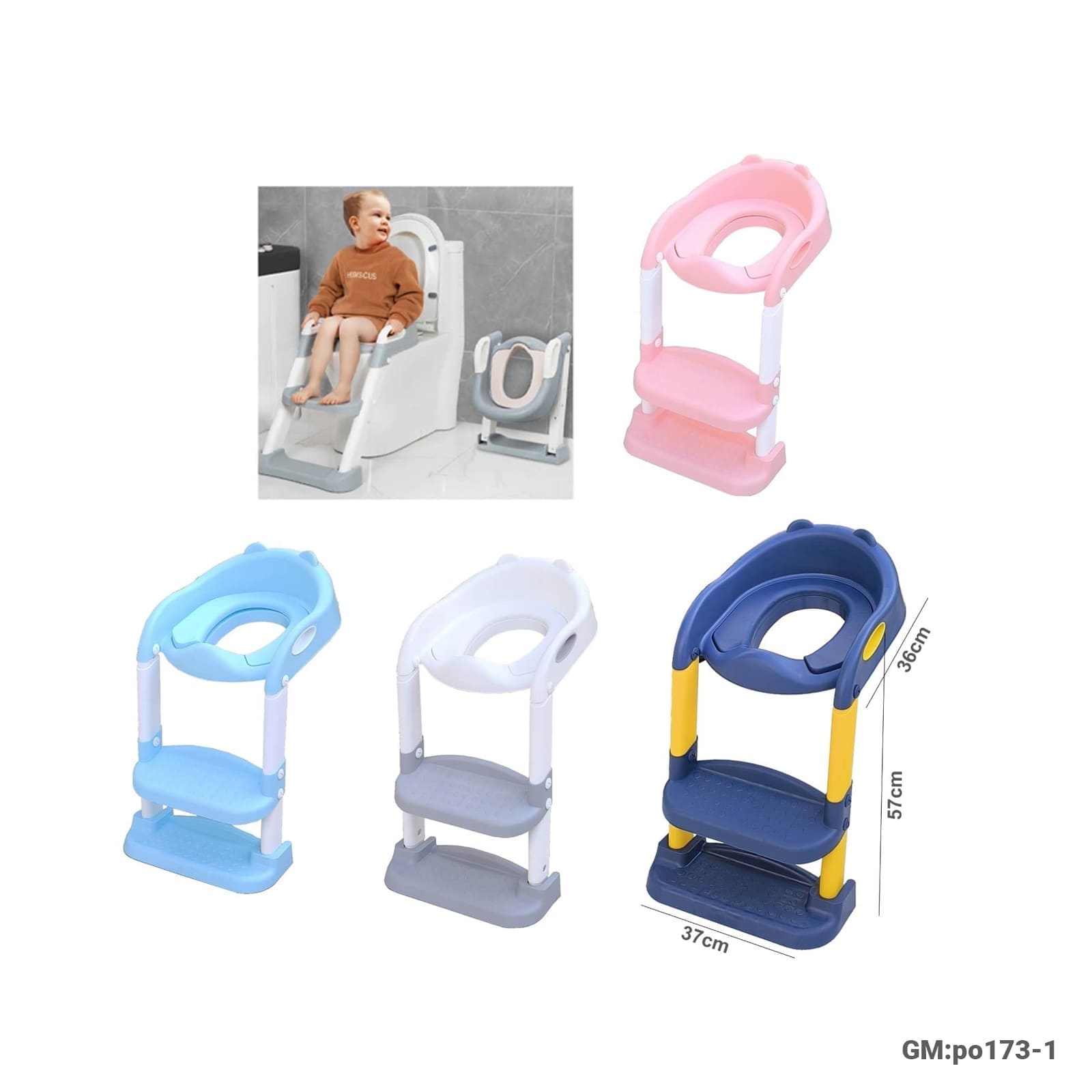 Kids Toilet Training Seat with Step Ladder, Foldable Design (po173-1)