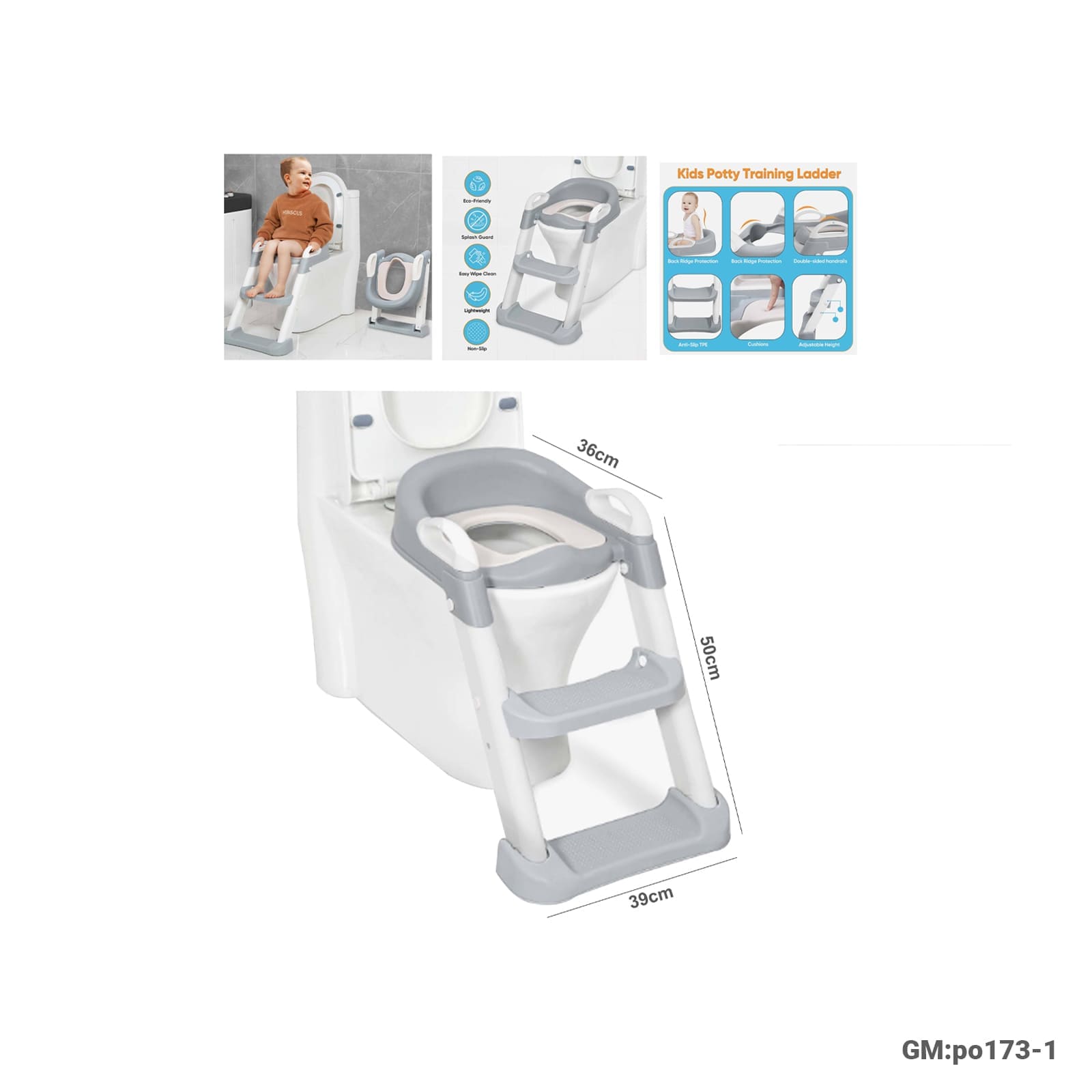 Kids Toilet Training Seat with Step Ladder, Foldable Design (po173-1)