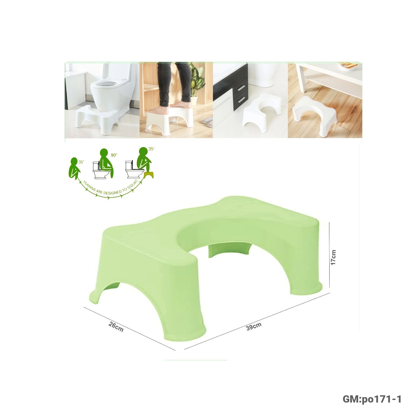 U-Shaped Squat Toilet Stool for Better Posture and Comfort (po171-1)