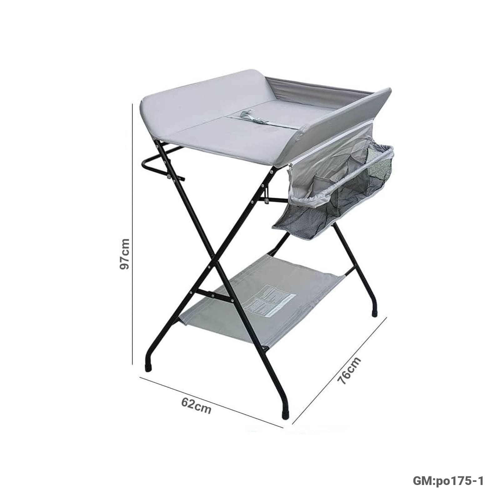 Foldable Baby Diaper Changing Table with Storage Basket and Safety Strap (po175-1)