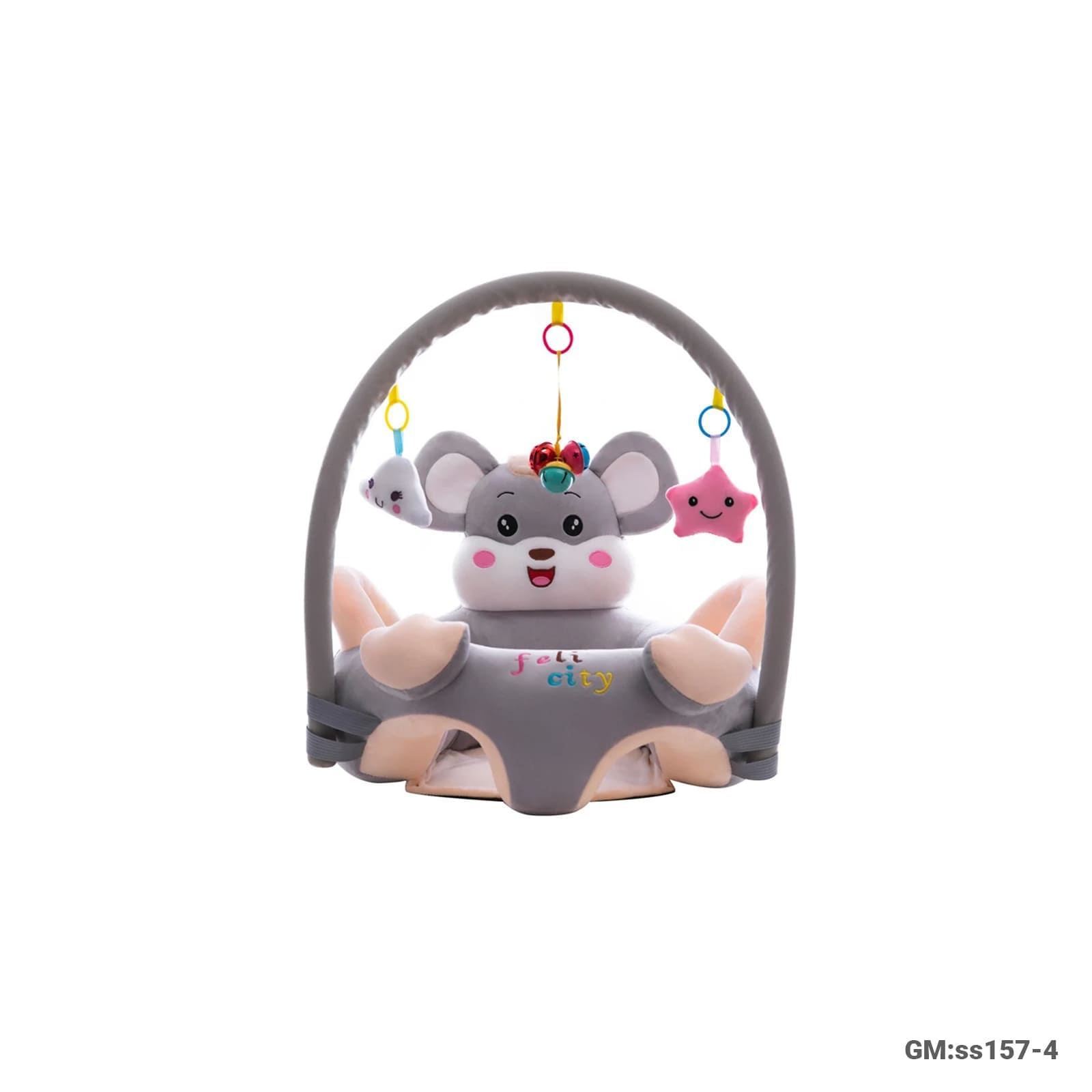 Baby Sitting Support Sofa Seat with Activity Toy Arch – Soft Interactive Infant Seat (ss157-4)