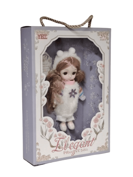 Elegant Princess Doll – Charming Mini Doll in Soft Fluffy Outfit with Gift Box