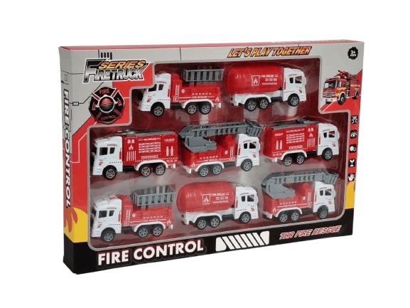 8-Piece Fire Rescue Truck Set – F-Series Fire Control Emergency Vehicle Collection