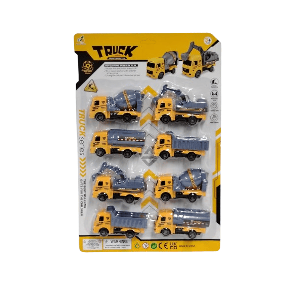 8-Piece Urban Construction Truck Set – Pull-Back Power Engineering Vehicles for Kids
