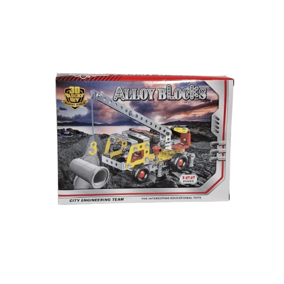 122-Piece Alloy Blocks Crane Engineering Set – DIY Metal Construction Kit for Kids