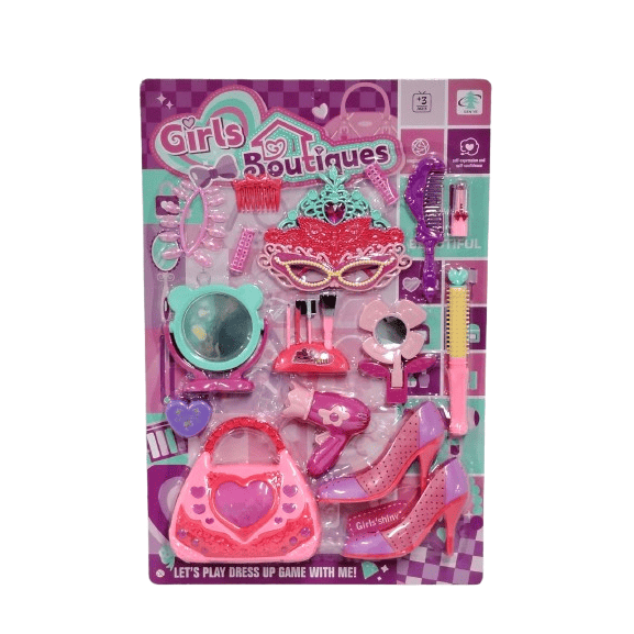 Girls' Boutique Deluxe Dress-Up & Beauty Set – 15+ Piece Princess Roleplay Kit with Heels and Handbag