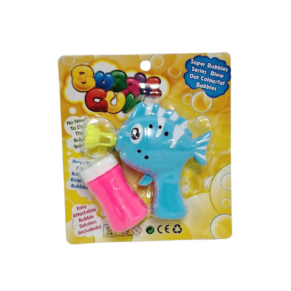 Fish-Shaped Bubble Gun Blaster – Hand-Press Action with Attachable Bubble Solution