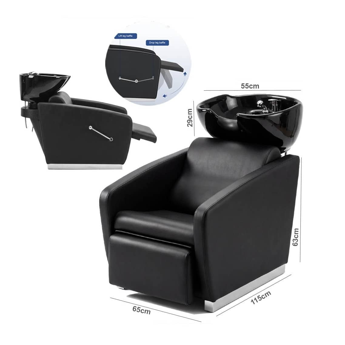 Luxury Shampoo Chair with Ceramic Hair Wash Sink (Model B63-SU076)