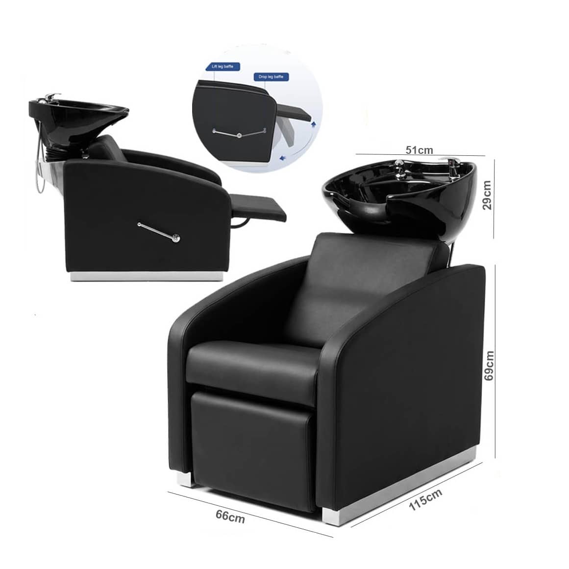 Deluxe Shampoo Chair with Ceramic Hair Wash Sink (Model B99-SU082)