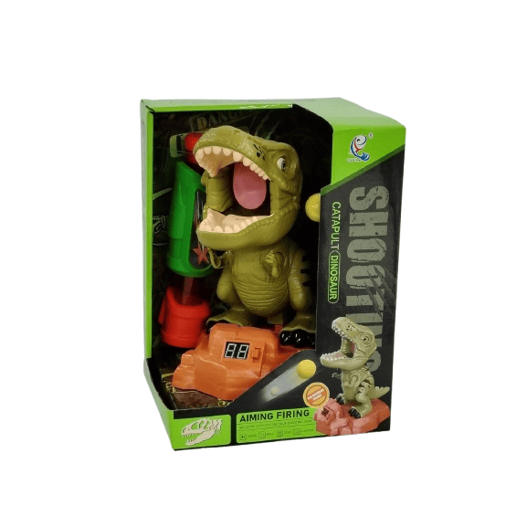 Shooting Catapult Dinosaur Target Game – Interactive T-Rex Aiming Set with Digital Scoreboard