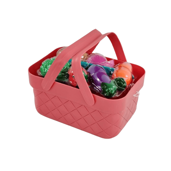 Fresh Market Picnic Basket – 15+ Piece Pretend Play Fruit & Vegetable Assortment