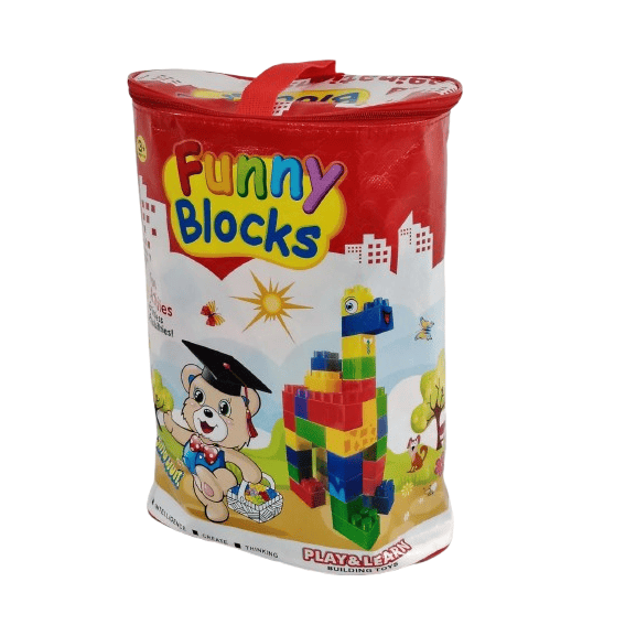 Funny Blocks Mega Building Set – Educational Stacking Bricks with Cylindrical Storage Bag