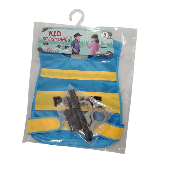 Little Officer Police Costume Vest – 4-Piece Hero Dress-Up Set with Handcuffs & Baton