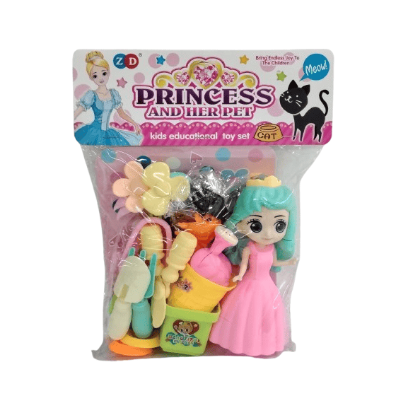 Princess and Her Pet Educational Playset – 10+ Piece Fashion Doll & Kitchen Accessory Kit