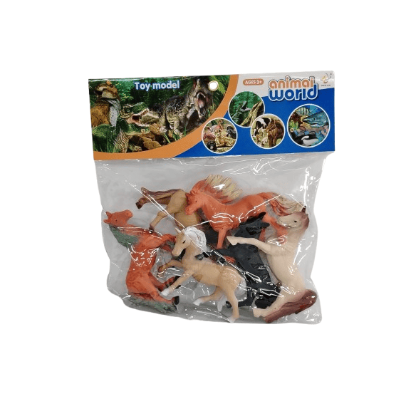 Animal World Horse Figurines Set – 6-Pack Detailed Stallion & Pony Collection for Kids