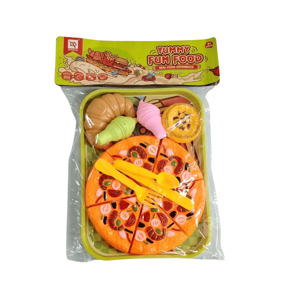 Yummy Fun Food Pizza Party Playset – 12+ Piece Sliceable Pizza & Dessert Tray for Kids