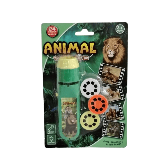 2-in-1 Animal Torch Projector for Kids – Educational Storytelling Flashlight with 24 Color Images