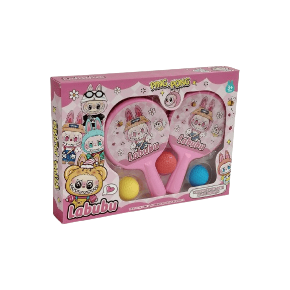 Labubu Edition Ping-Pong Set – 2 Lightweight Rackets & 3 Colorful Training Balls for Kids