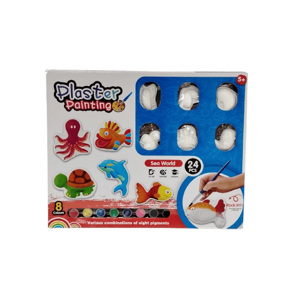 Sea World Plaster Painting Art Kit – 24-Piece DIY Creative Set with 8 Pigment Colors for Kids