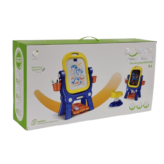 Brilliant 2-in-1 Kids' Art Easel & Drawing Board Set – Double-Sided Whiteboard & Chalkboard with Stool